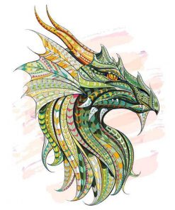 Green Mandala Dragon - Animals Paint By Number