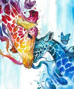 Giraffes With Butterflies Art - Animals  Paint By Number