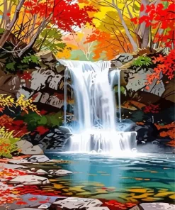 Autumn Jungle Waterfall Landscapes Paint By Numbers