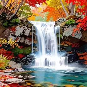 Autumn Jungle Waterfall Landscapes Paint By Numbers