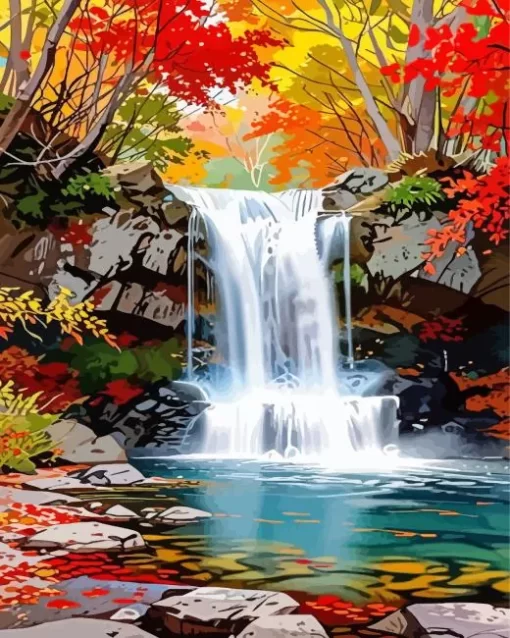 Autumn Jungle Waterfall Landscapes Paint By Numbers