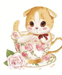 Cat In Coffee Cup - Animals Paint By Number