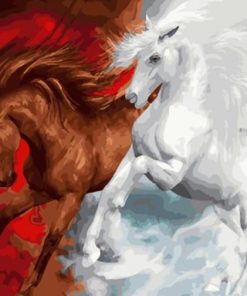 Brown And White Horses - Animals Paint By Number