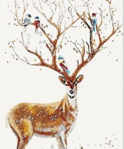 Birds On Deer Antlers - Animals Paint By Number