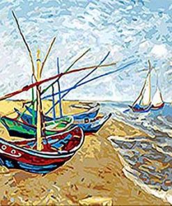 Fishing Boats On The Beach By Van Gogh - Paint By Number