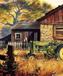 Tractor In Farm - Landscape Paint By Number