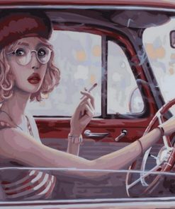 Smoking Girl On Car Paint By Number