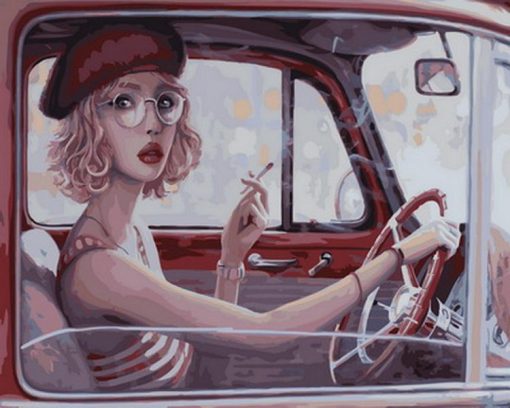 Smoking Girl On Car Paint By Number