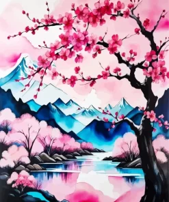 Japanese Cherry Blossom Tree Paint By Number