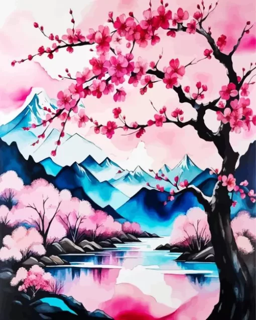 Japanese Cherry Blossom Tree Paint By Number