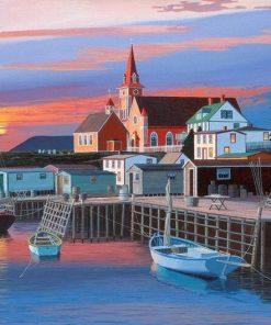 Sunset Town Riverside - Paint By Number