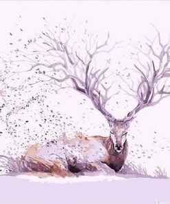 Resting Deer In Snow - Animals Paint By Number