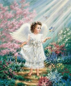 Angel Girl In Garden - Paint By Number