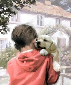 Boy And Dog - DIY Paint By Numbers - Numeral Paint