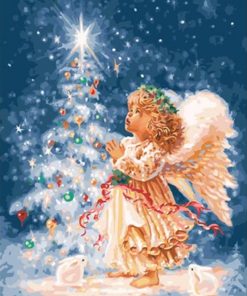 Christmas Angel Calligraphy Painting Landscape - DIY Paint By Numbers - Numeral Paint