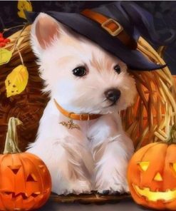 Halloween Dog Animals Modern Acrylic Paint - DIY Paint By Numbers - Numeral Paint