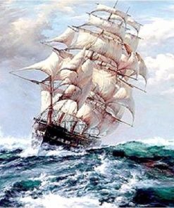 Sail Ship In The Waves - Paint By Numbers