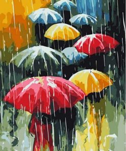 Umbrellas In Rain - Paint By Numbers