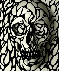 White And Black Abstract Skull Paint By Numbers