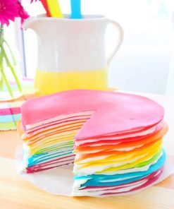 Rainbow Crêpe Cake adult paint by numbers