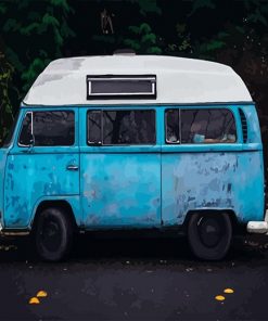 Blue Mini Bus Paint by number