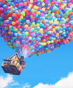 Colorful balloons flying house adult paint by numbers