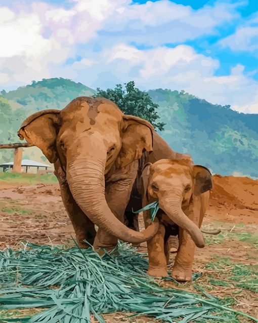 Elephants in Thailand adult paint by number