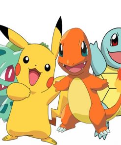 Pikachu Bulbasaur Squirtle Charmander Cartoon Adult pain by numbers