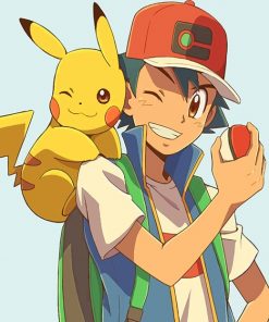 Pikachu and Ash Friendship adult paint by numbers