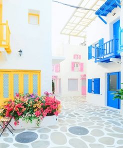 Santorini Greece Buildings paint by number