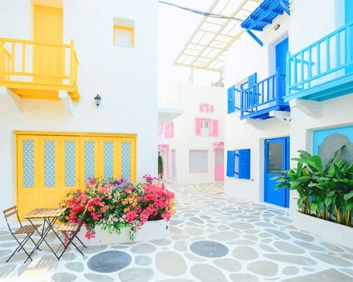 Santorini Greece Buildings paint by number