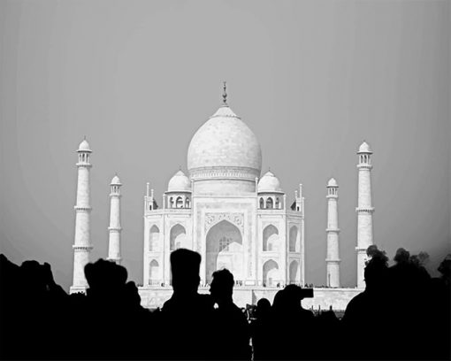 Black And White Taj Mahal paint by number