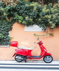 Vespa Red Scooter paint by number