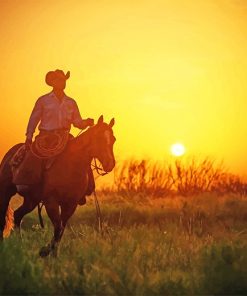 Cowboy Sunset Silhouette Paint By numbers