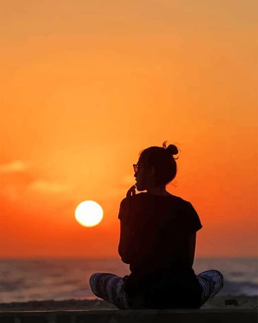 Girl Enjoying The Sunset Paint By Numbers