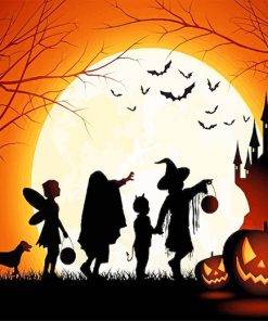 Halloween celebration silhouette adult paint by numbers