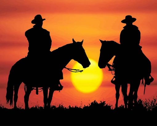 Cowboys Silhouette Sunset Paint By Numbers