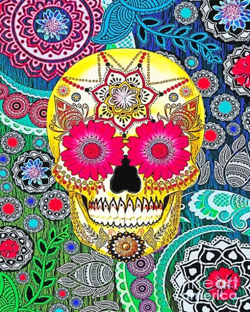 Colorful Mandala Skull Paint By Numbers