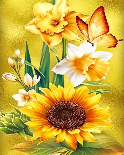 Beautiful Yellow Flowers adult paint by numbers