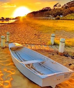 Boat On Sea Sand adult paint by numbers