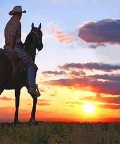 Cowboy into sunset adult paint by numbers