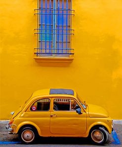 Cute yellow car adult paint by numbers