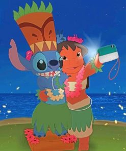 Lilo And Stitch Taking A Selfie Paint By Numbers