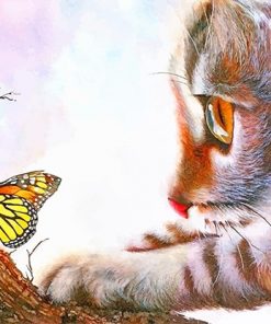 Lovely Kitten And Butterfly paint by number