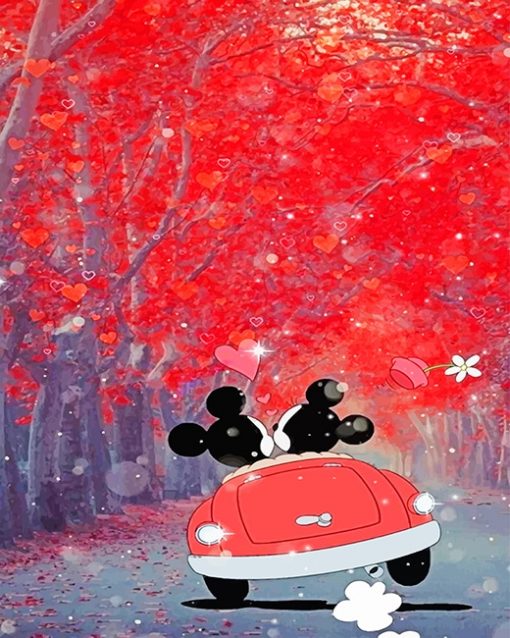 Mickey and Minnie in the Car paint numbers