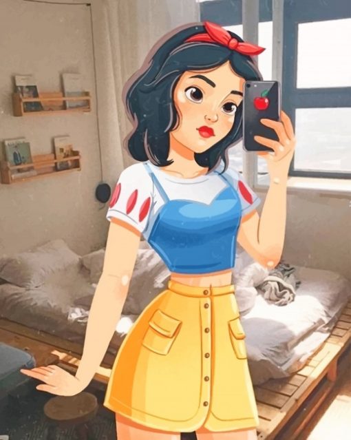 Modern Snow White Taking A Mirror Selfie Paint By Numbers