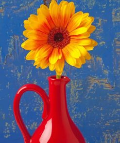 Sunflower In Red Vase adult paint by numbers