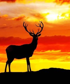 Sunset Silhouette Deer adult paint by numbers