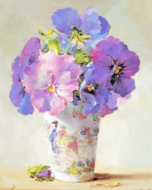 Aesthetic Vase With Purple Flowers paint By Numbers