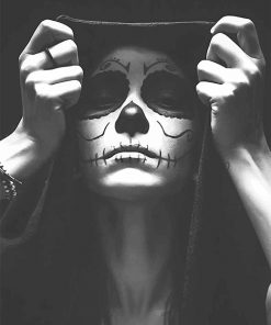 black and white skull woman adult paint by numbers